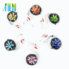 MC0090 Hottest Handmade 3D Lampwork Glaze Pendants Glass Swan for decoration with mix colors 12pcs/box